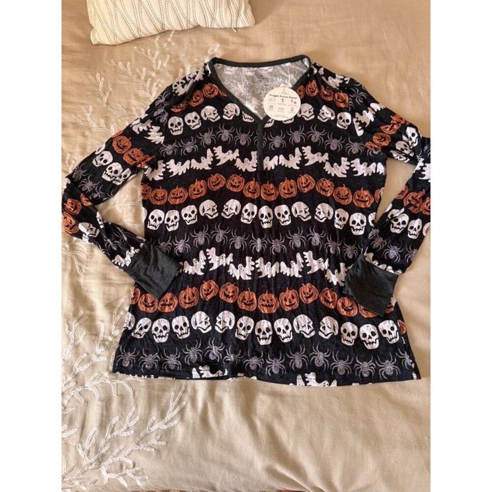 Little Sleepies Hallows Eve Black Halloween Pajama Top Women’s Large NWT